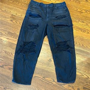 American Eagle Black Denim Distressed Jeans. Size 16.